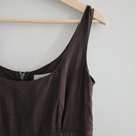 Max Mara SportMax Cotton Empire Midi Dress Size 10 Brown Quiet Luxury Regency - Picture 4 of 12